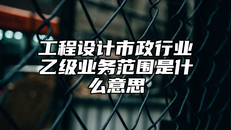 工程设计市政行业乙级业务范围是什么意思