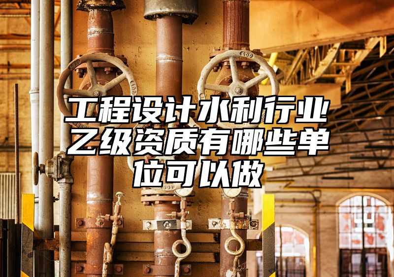 工程设计水利行业乙级资质有哪些单位可以做