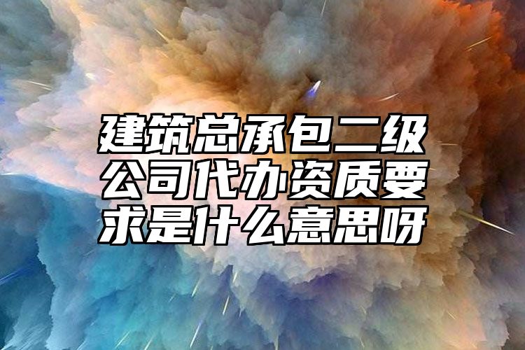 建筑总承包二级公司代办资质要求是什么意思呀