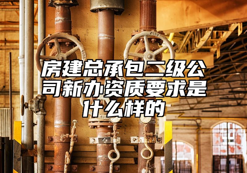 房建总承包二级公司新办资质要求是什么样的