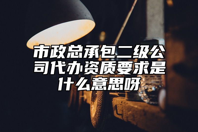 市政总承包二级公司代办资质要求是什么意思呀