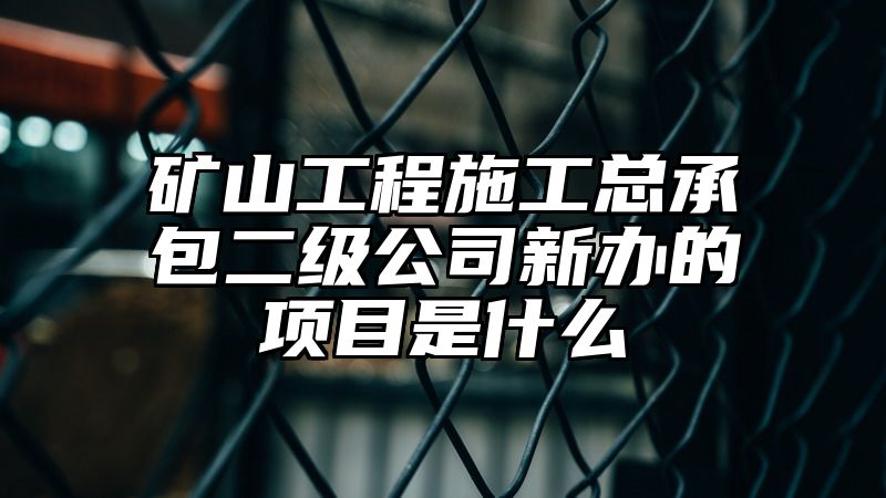 矿山工程施工总承包二级公司新办的项目是什么