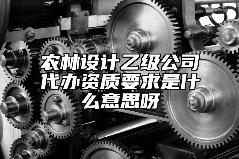 农林设计乙级公司代办资质要求是什么意思呀